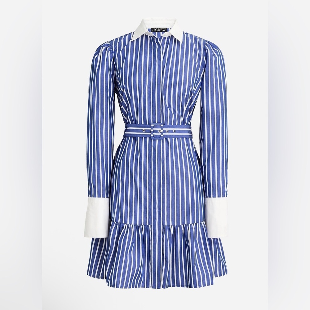 NEW J crew Tiered shirt-dress in cotton poplin 10
